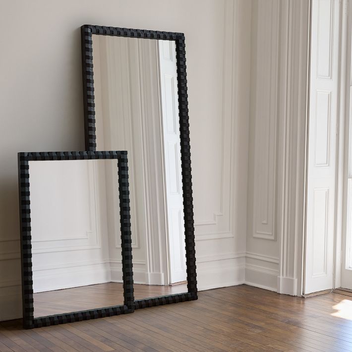 Cantilever Textured Wood Floor Mirror | West Elm