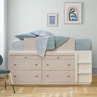 Modernist Captain's Double Bed w/ Desk - Winter Wood