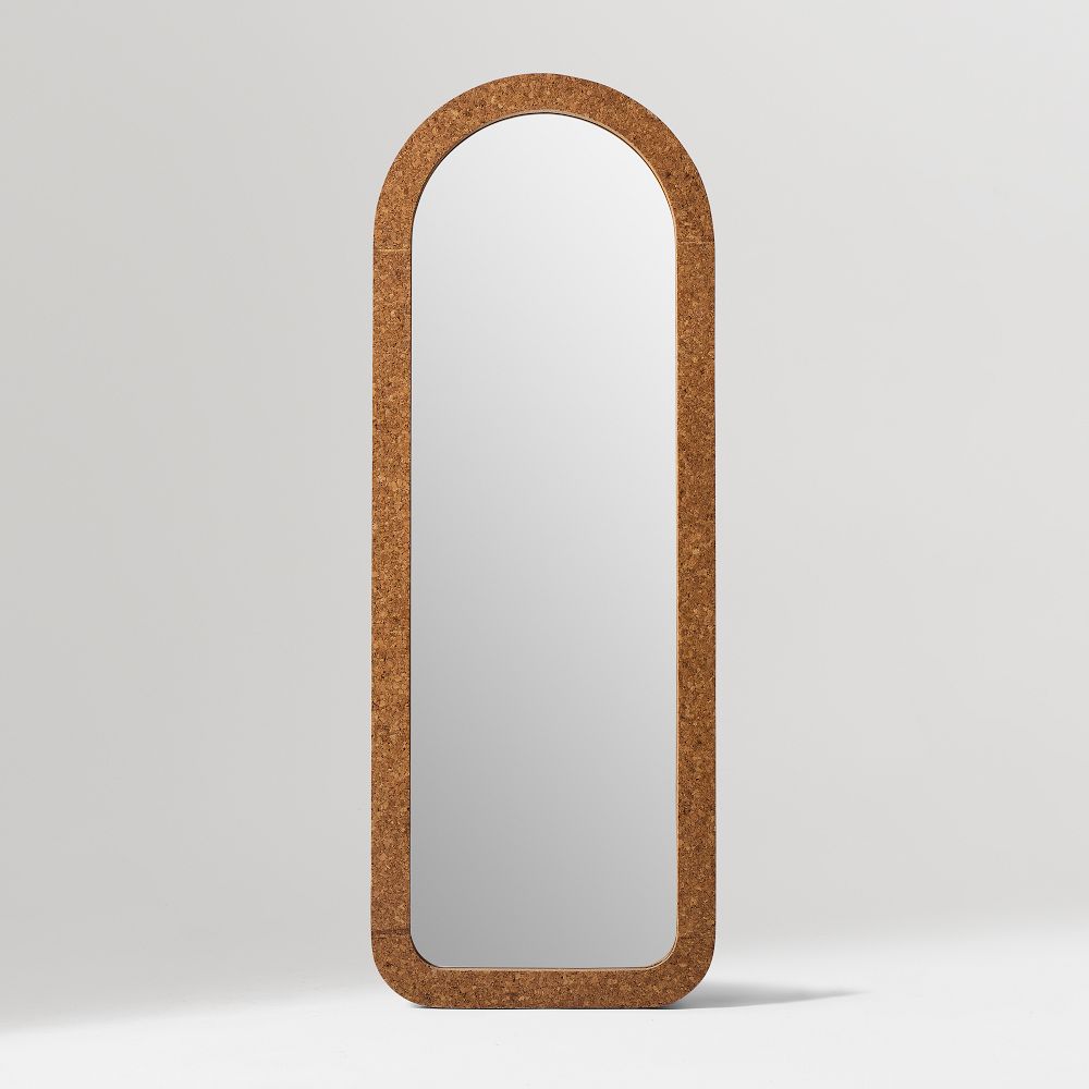 Cork Arched Floor-Length Wall Mirror - Floor Mirror, Cork, Natural Fn, 60 Inches