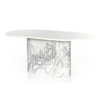Claudelle Scalloped Marble Dining Table (74&quot;)