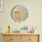 Round Wavy Wood Wall Mirror