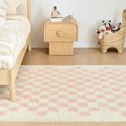 Soft Checkered Shag Washable Rug