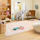 Soft Checkered Shag Washable Rug