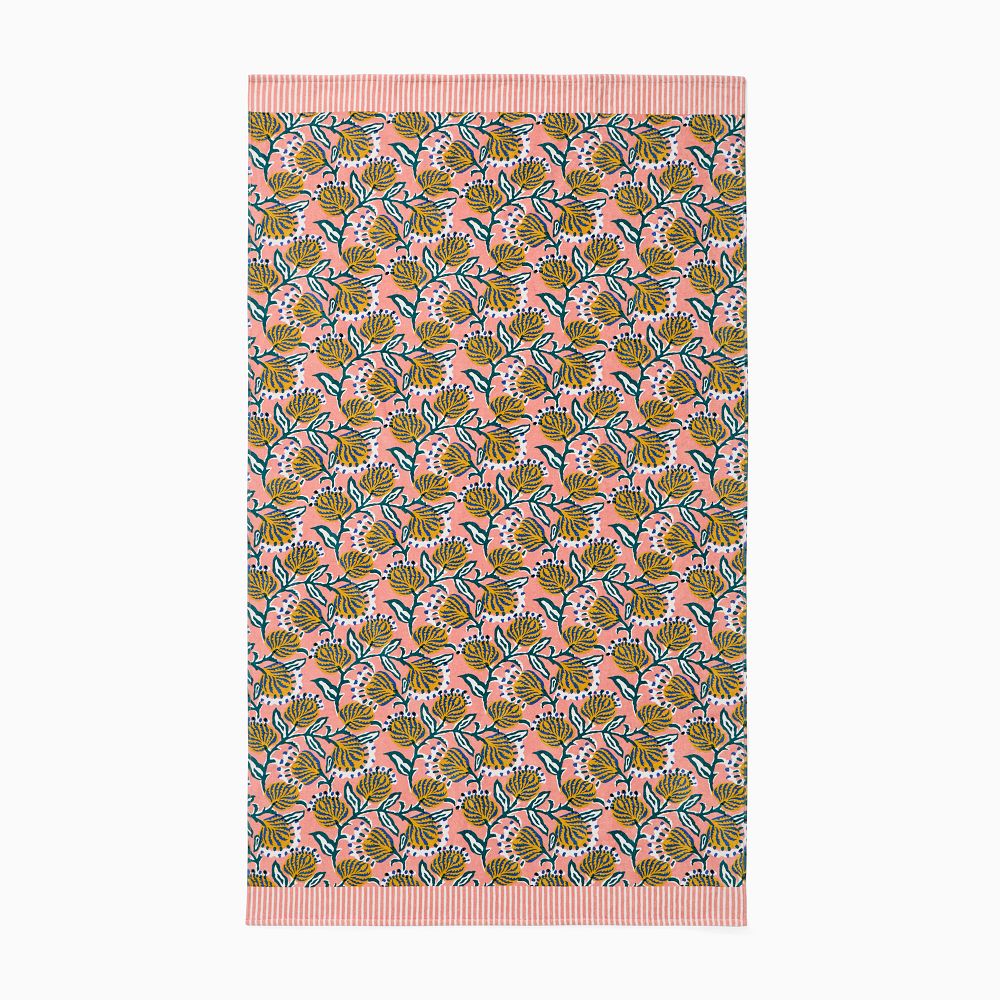 Vine Floral Beach Towel - 40x70, Coral Almond