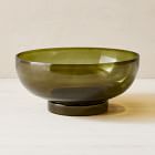 Open Box: Foundations Glass Centerpiece Bowl, Olive, Glass, 14 Inch Round