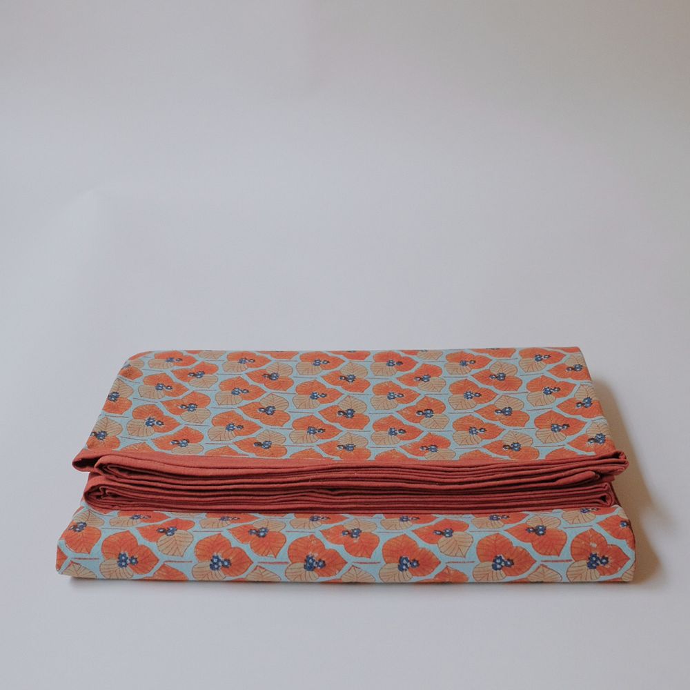 Block-Printed Cotton Tablecloth - 60x110