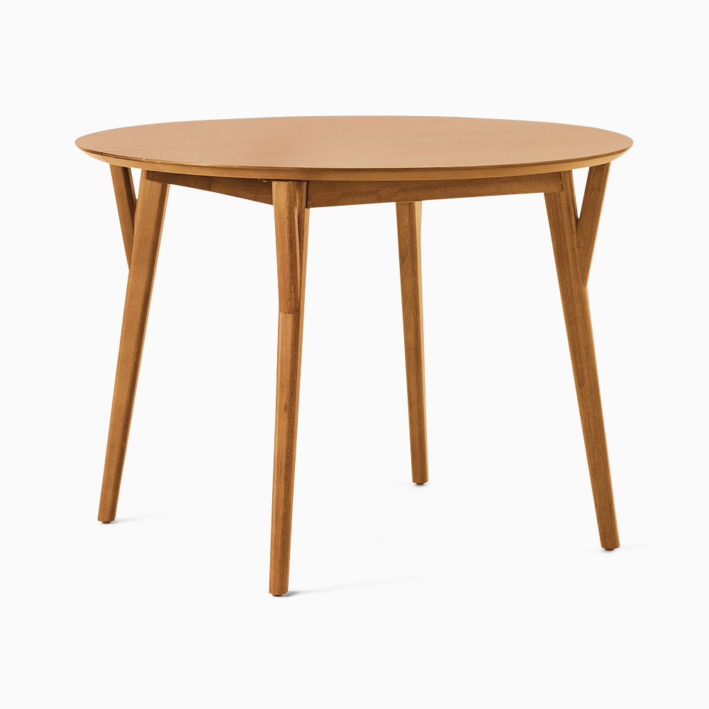 Mid-Century Rounded Extendable Dining Table (42"–80")