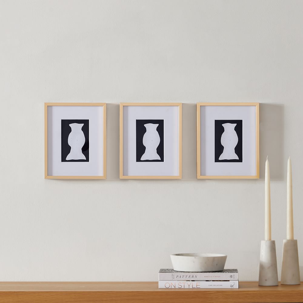 Multi-Mat Metal Gallery Frames - Polished Brass - Polished Brass, 8x10, Set of 3