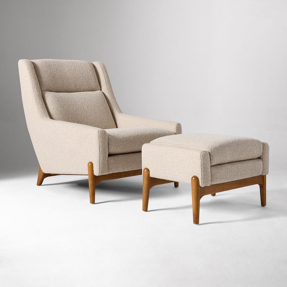 Hank Chair & Ottoman Set - Performance Cozy Boucle, Stone, Acorn