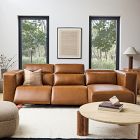 Leo Motion Reclining Leather 3-Piece Reversible Chaise Sectional (125")