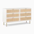 Open Box: Ida Woven 6-Drawer Dresser (60") - White/Natural, Antique Brass