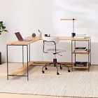 Industrial Storage Modular L-Shaped Desk w/ Open Shelves