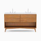 Mid-Century Open Storage Double Bathroom Vanity (63") - Acorn