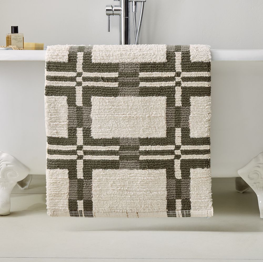 Plush Grid Bath Mat - 20x34, Dark Olive
