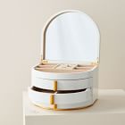 Soft Geo Modern White Lacquer Jewelry Box - Grand