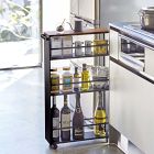 Yamazaki Slim Wood Top Rolling Storage Cart