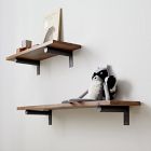 Linear Cool Walnut Wood Wall Shelves with Jordan Brackets