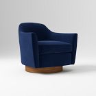 Open Box: Haven Swivel Chair - Performance Velvet Midnight, Dark Walnut