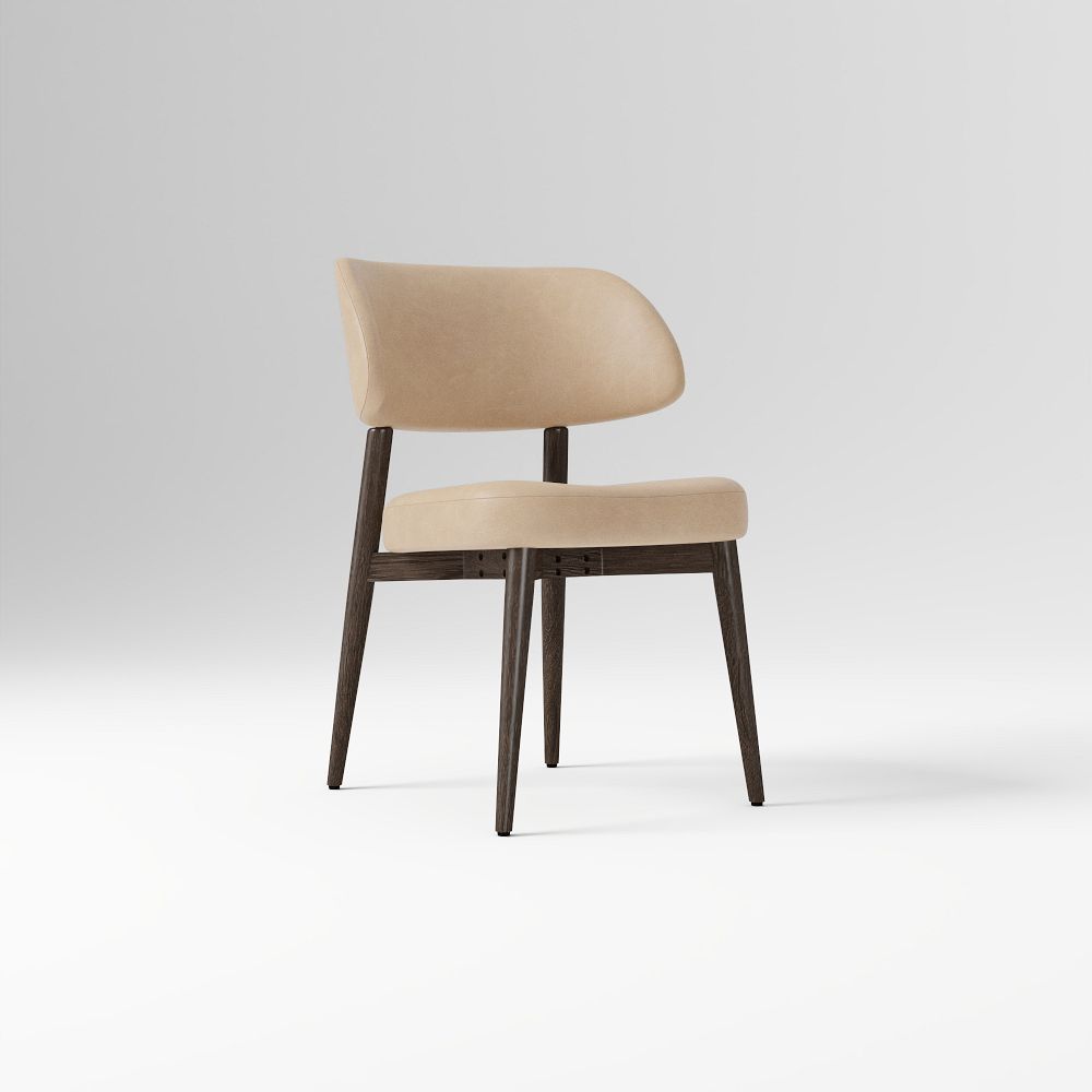 Hyde Leather Dining Chair - Ludlow Leather Sand, Smoked Oak