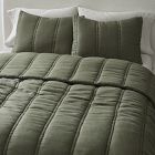 Open Box: European Flax Linen Comforter, Full/Queen - Dark Olive