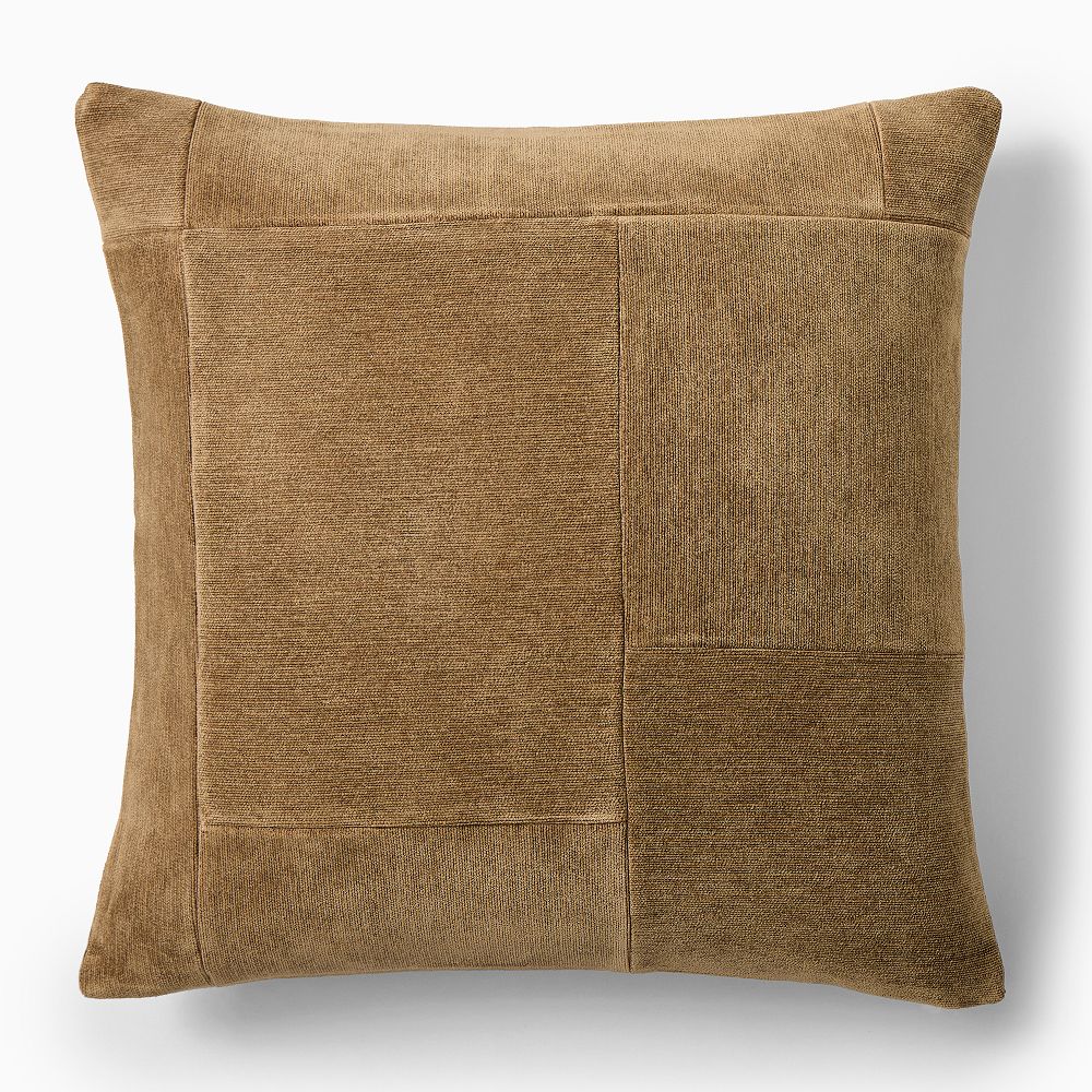 Patchwork Chenille Pillow Cover - 20x20, Caper + Down Alt Insert