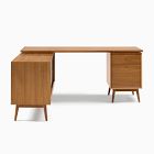 Mid-Century Modular L-Shaped Desk w/ File Cabinet &amp; Bookcase (70") - ADA