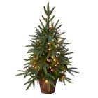 Pre-Lit Faux Potted Green Tree w/ Planter