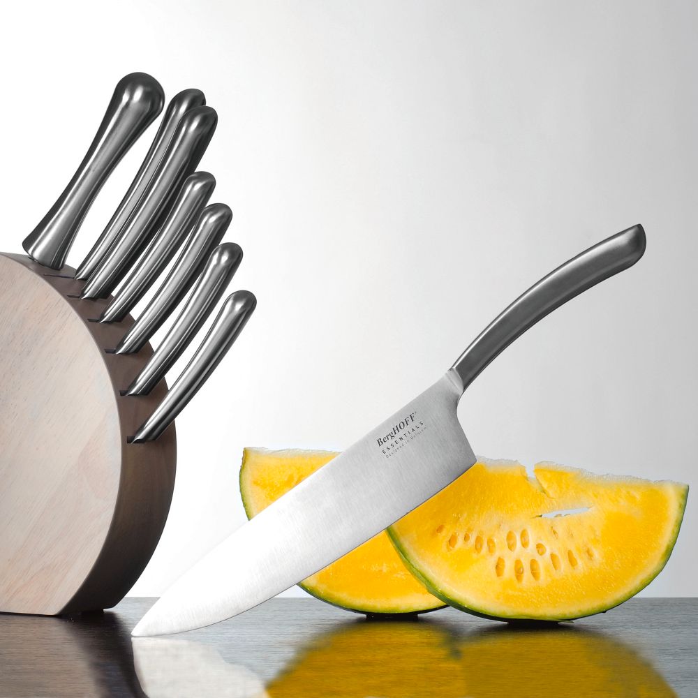 BergHOFF Stainless Steel Knife Set w/ Block (Set of 8)