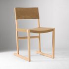 Open Box: Clyde Leather Dining Chair - Ludlow Leather Cumin, Blonde Finish