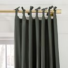 Open Box: European Flax Linen
 Curtain with Tie Top and Blackout Liner, Olive Melange, 48x84