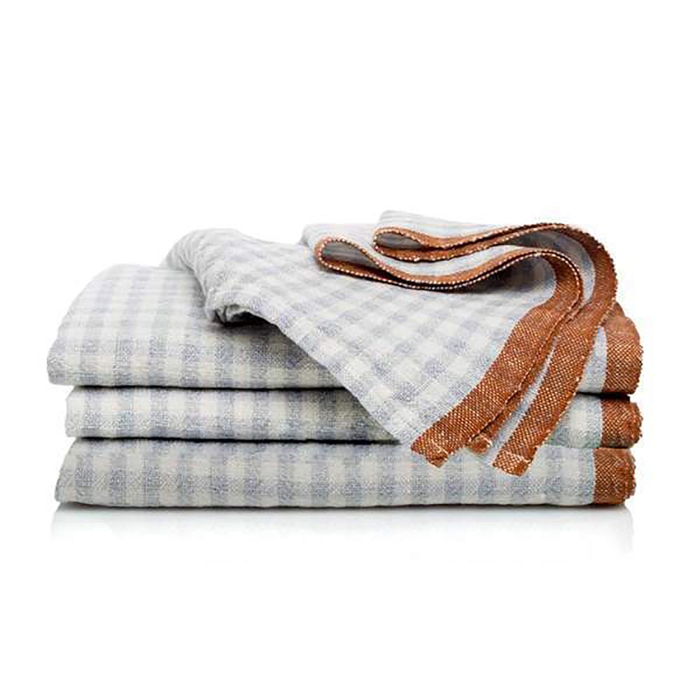 Caravan Gingham Napkins (Set of 4) - Blue and Cognac, Set of 4