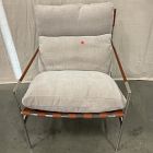 Open Box: Stuart Leather Sling Chair - Performance Chenille Crossweave Sand, Polished Stainless Steel