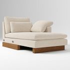 Open Box: Harmony Right Arm Chaise - Performance Distressed Velvet Sand, Dark Walnut