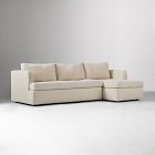 Sectional sofa with chaise and three cushions in neutral tone