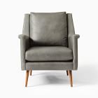 Carlo Leather Mid-Century Chair - Wood Legs