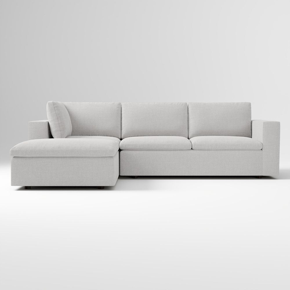 Harmony Modular 3-Piece Ottoman Sectional (118–128") - Twill Frost Gray