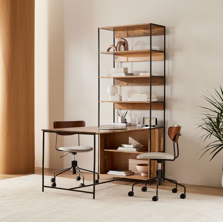 Juyphexlon 2-Shelf Industrial Desk Organizer - 80cm/31.5in Steel & Wood Pegboard Workstation Shelf - View #7
