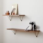 Linear Burnt Wax Wood Wall Shelves with Prism Brackets