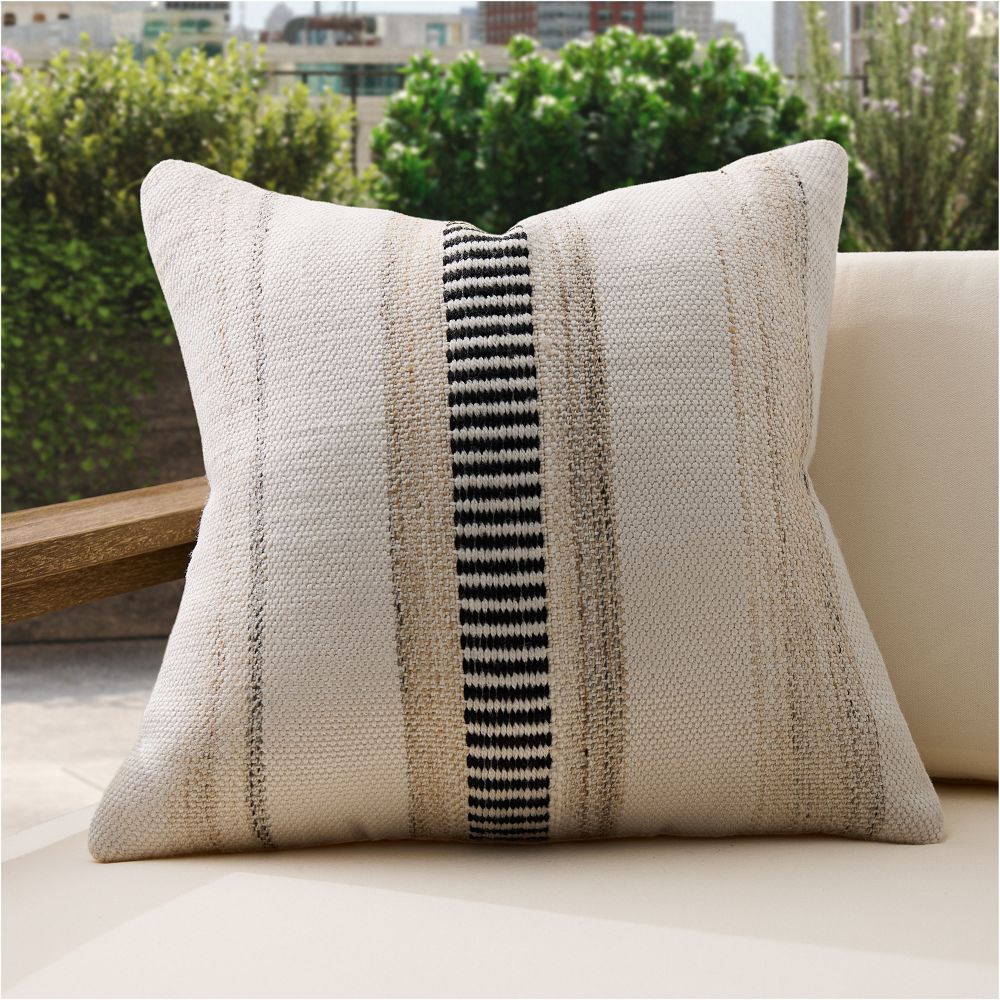 Outdoor Natural Split Stripe Pillow