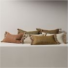 Two-Tone Chunky Linen Tassels Pillow Cover