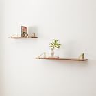 Linear Burnt Wax Wood Wall Shelves with Fairfax Brackets