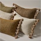 Two-Tone Chunky Linen Tassels Pillow Cover