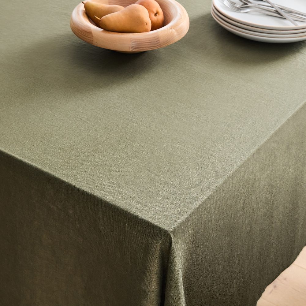 European Linen Tablecloth | 70"x108" | Dark Olive