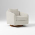 Open Box: Imogene Swivel Chair - Performance Distressed Velvet Frost Gray, Dark Walnut