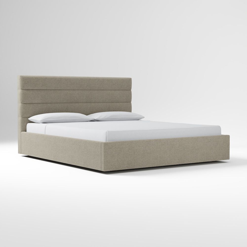Emmett Horizontal Tufting, Low Profile Bed, Cal King, DVelvet, Dune, No-Show Leg