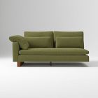 Open Box: Harmony Left Arm 2-Seater Sofa Bench - Deluxe Velvet Tarragon, Dark Walnut
