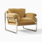 Open Box: Desmond Chair, Deluxe Velvet, Golden Oak, Polished Stainless Steel