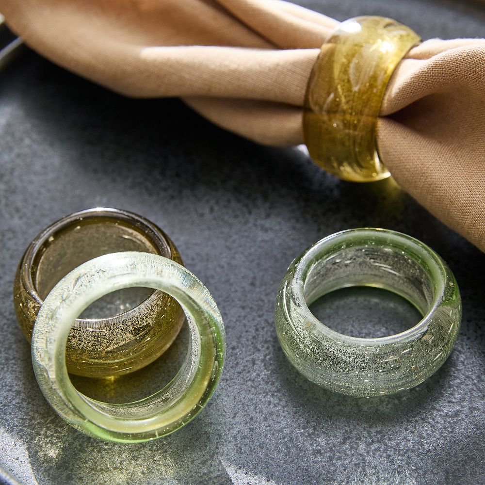 Glass Napkin Ring Sets - Cool Multi, Set of 8