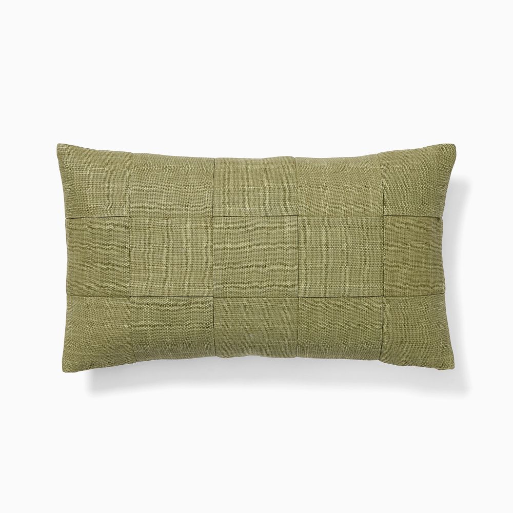 Washed Basketweave Pillow Cover - 12x21, Elm + Feather Insert