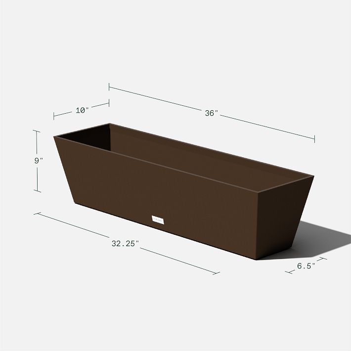 Outdoor Window Box Planter, Large, 36"W x 9"D x 10"H, Charcoal, West Elm